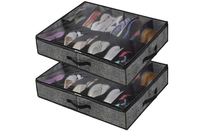 Onlyeasy Sturdy Under Bed Shoe Storage Organizer, Set of 2, Fits Total 24 Pairs